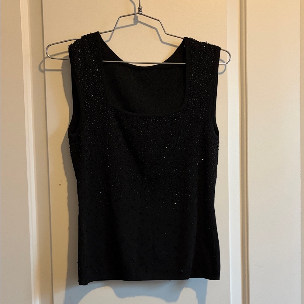 Vintage beaded 90s Elegant Black Sleeveless Top